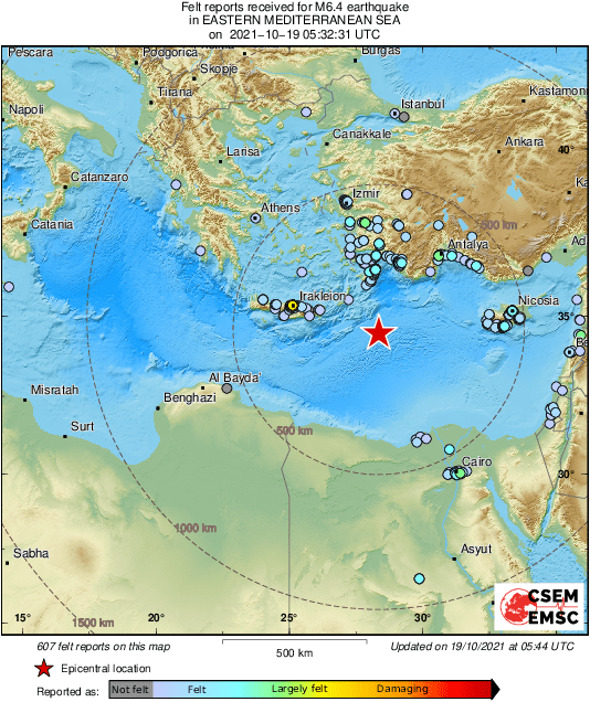زلزال في البحر المتوسط